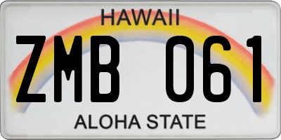 HI license plate ZMB061