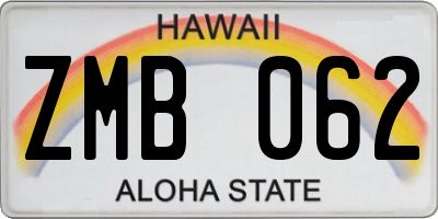 HI license plate ZMB062
