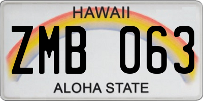 HI license plate ZMB063