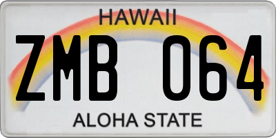 HI license plate ZMB064