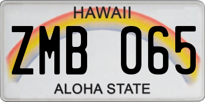 HI license plate ZMB065