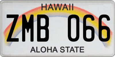 HI license plate ZMB066