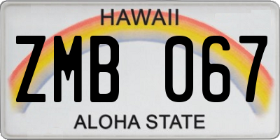HI license plate ZMB067