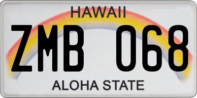 HI license plate ZMB068