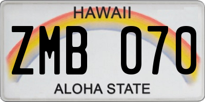 HI license plate ZMB070