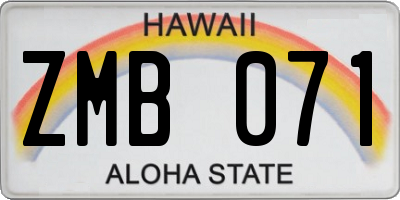 HI license plate ZMB071
