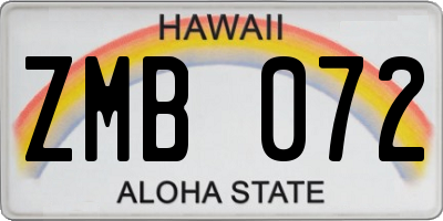 HI license plate ZMB072