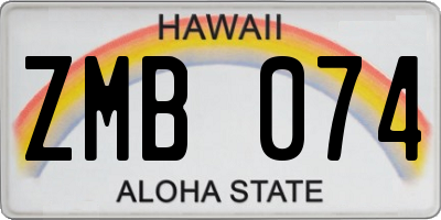 HI license plate ZMB074
