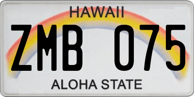 HI license plate ZMB075