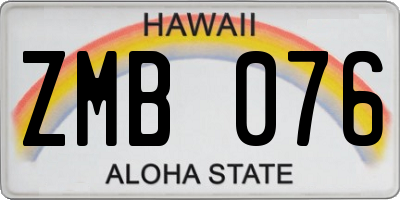 HI license plate ZMB076
