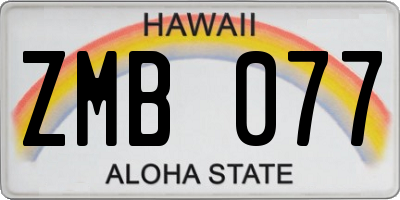 HI license plate ZMB077