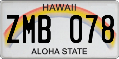HI license plate ZMB078