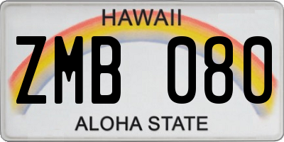HI license plate ZMB080