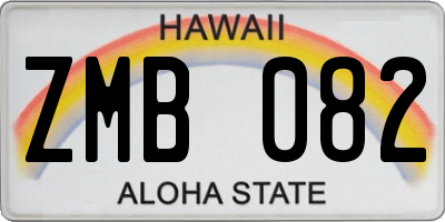 HI license plate ZMB082