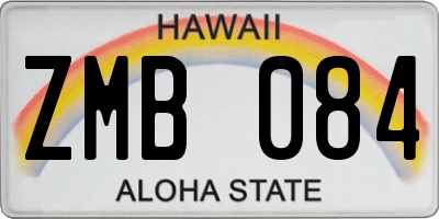 HI license plate ZMB084