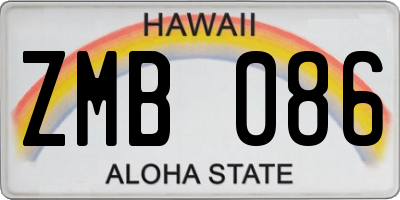 HI license plate ZMB086