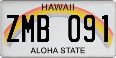 HI license plate ZMB091