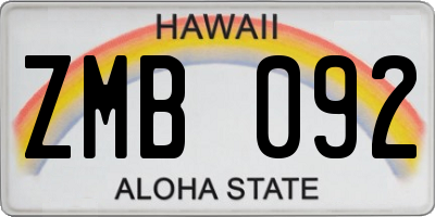 HI license plate ZMB092