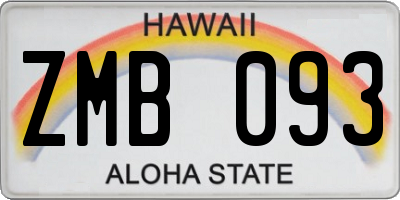 HI license plate ZMB093