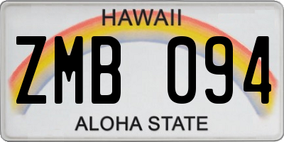 HI license plate ZMB094