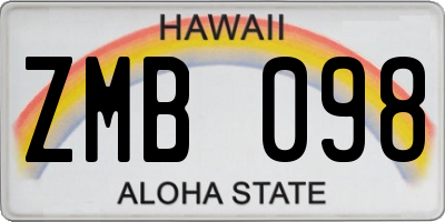 HI license plate ZMB098