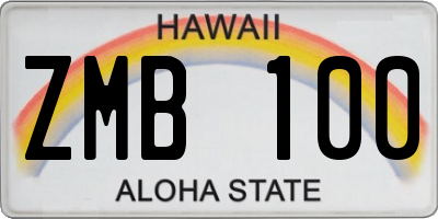 HI license plate ZMB100