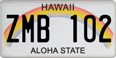 HI license plate ZMB102