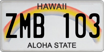 HI license plate ZMB103