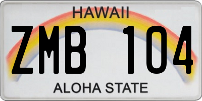 HI license plate ZMB104