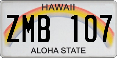HI license plate ZMB107