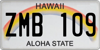 HI license plate ZMB109