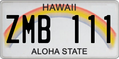 HI license plate ZMB111