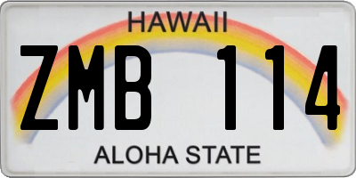 HI license plate ZMB114
