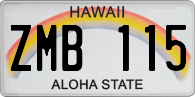 HI license plate ZMB115