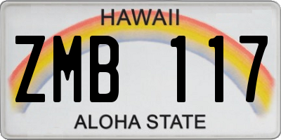 HI license plate ZMB117