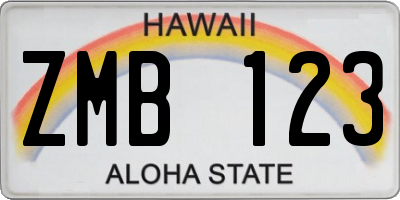 HI license plate ZMB123