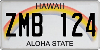 HI license plate ZMB124