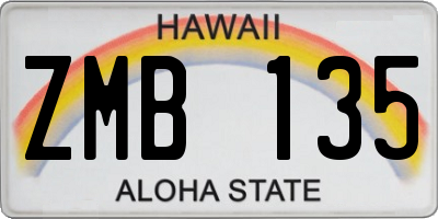 HI license plate ZMB135