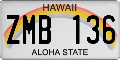HI license plate ZMB136