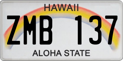 HI license plate ZMB137