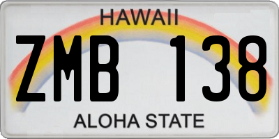 HI license plate ZMB138