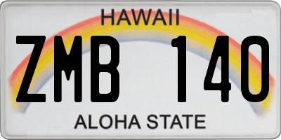 HI license plate ZMB140