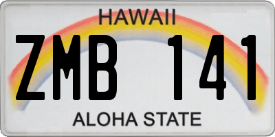 HI license plate ZMB141