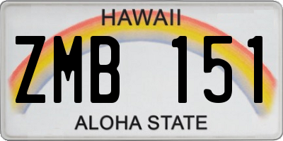 HI license plate ZMB151