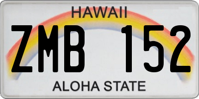 HI license plate ZMB152