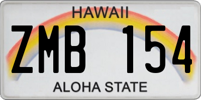 HI license plate ZMB154