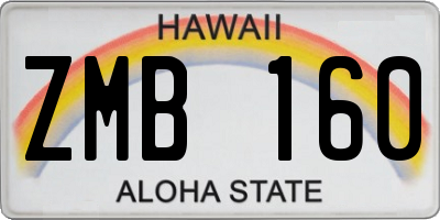 HI license plate ZMB160