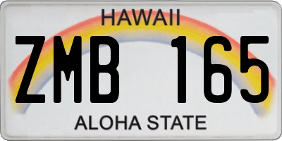 HI license plate ZMB165