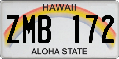 HI license plate ZMB172