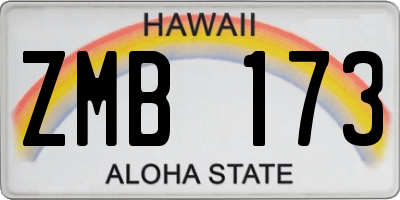 HI license plate ZMB173